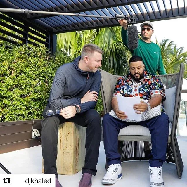 Behind the scenes with DJ Khaled on a commercial shoot